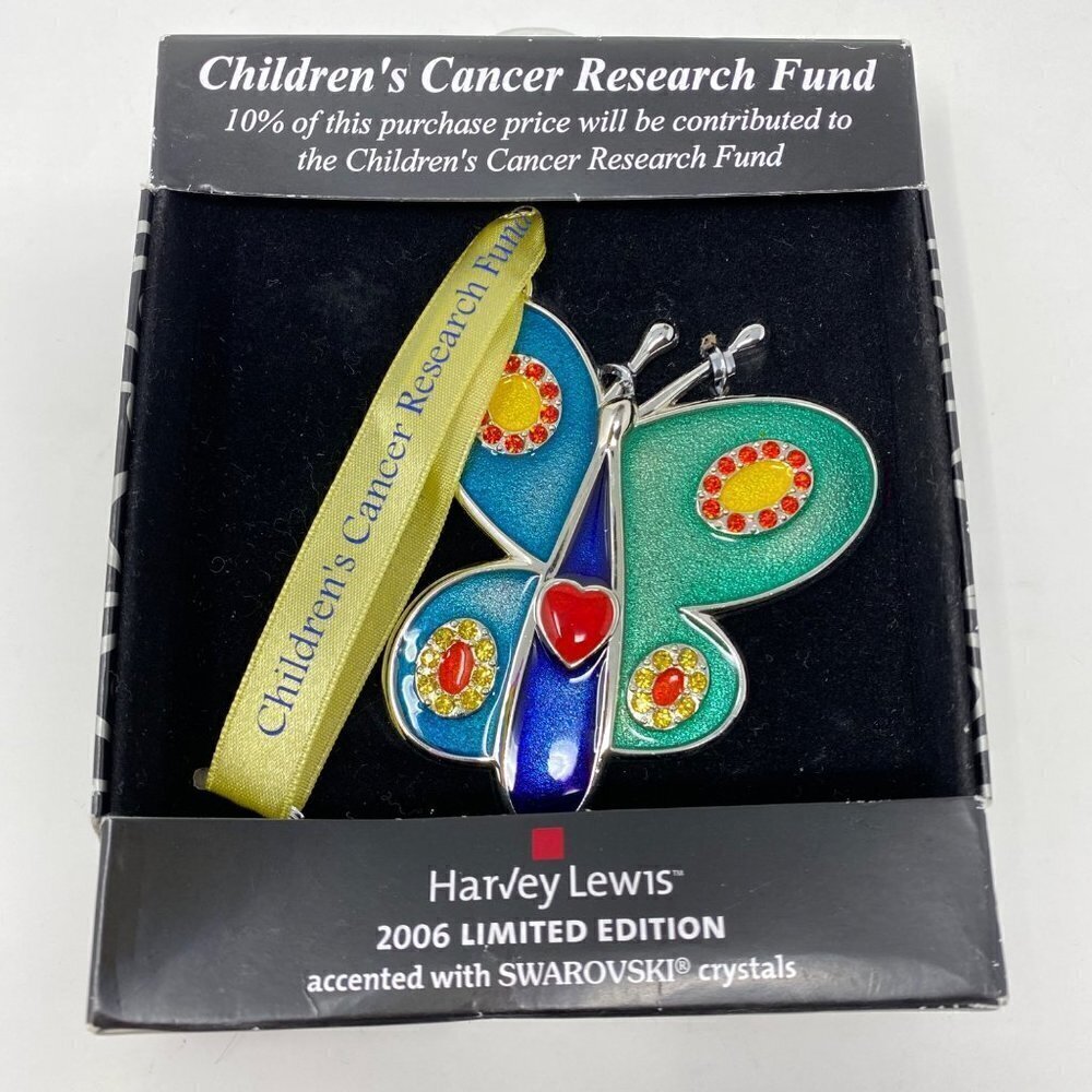 Harvey Lewis 2006 Limited Edition Enameled Butterfly Ornament Swarovski NIB